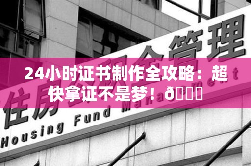 马尾24小时证书制作全攻略：超快拿证不是梦！😎